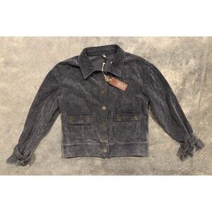 NWT XCVI Corduroy Jacket Womens Small Button Acid Wash Gray Tigard Relaxed